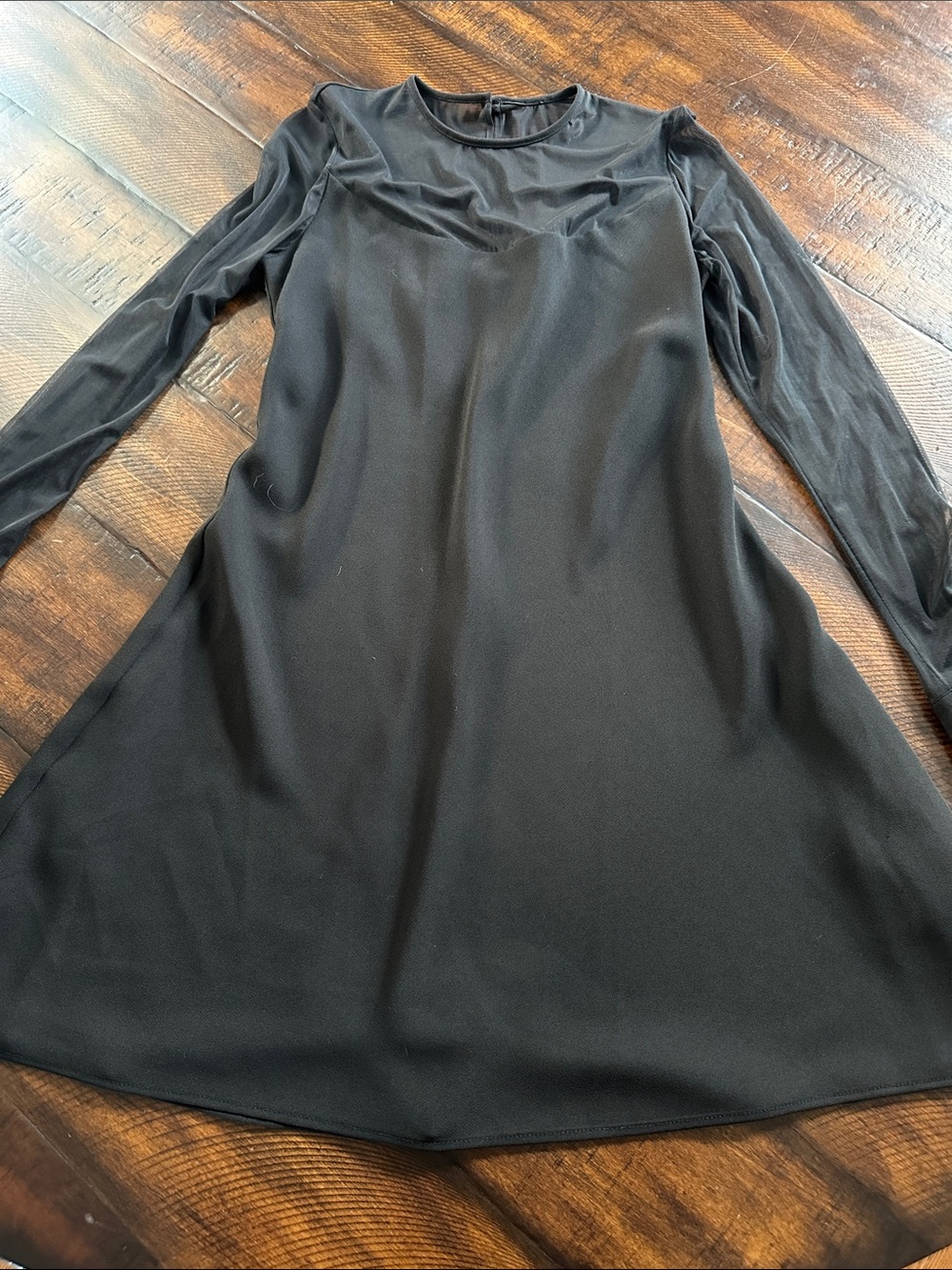 Vintage Laundry By Shelli Segal Black Sheer Long-Sleeve A-Line Dress